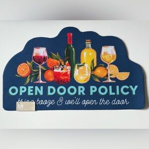 Wine and Fruit Patio Porch Doormat 18” x 30” “Open Door Policy”